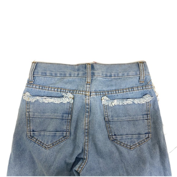 LMHX Light Wash Ripped Denim Jeans With Ruffle Side Detail - Picture 4 of 5